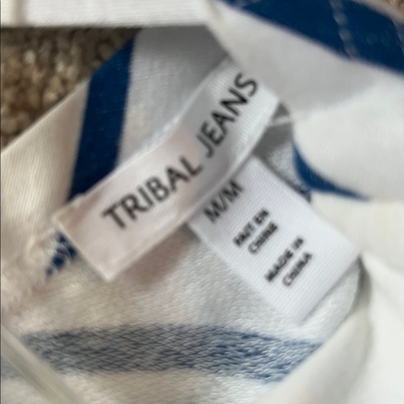 Tribal Jeans Blue and White Striped Dress Size M NWt - Picture 6 of 8